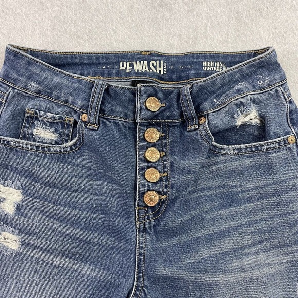 Rewash Jeans Womens 1/25 Blue Distressed High Rise Button Fly Frayed Hem Denim - Picture 15 of 16